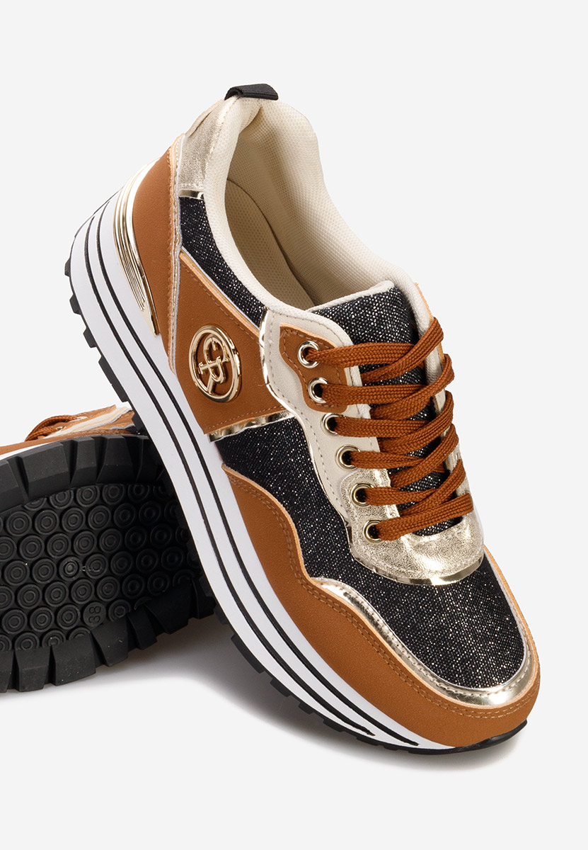 Camelowe sneakersy na platformie Eranova