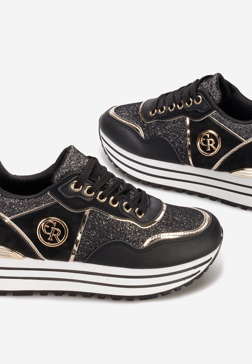 Czarne sneakersy na platformie Eranova