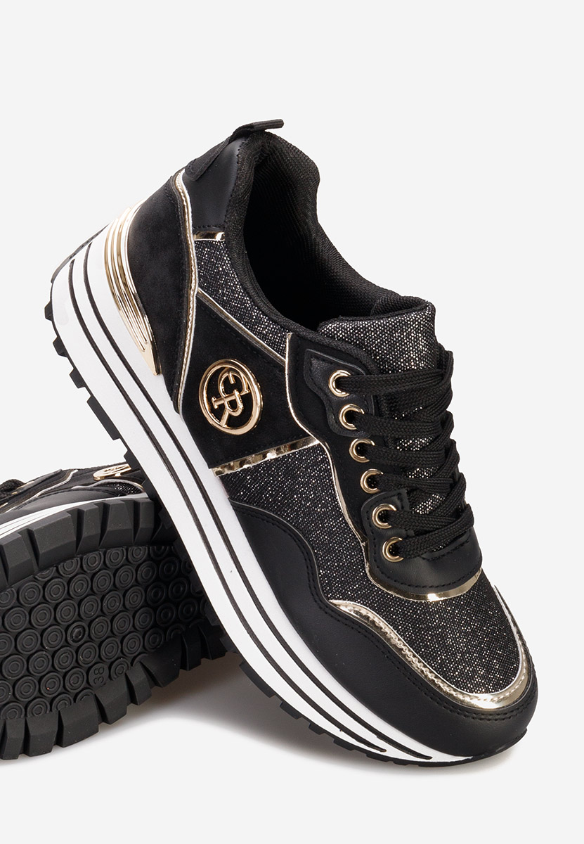 Czarne sneakersy na platformie Eranova