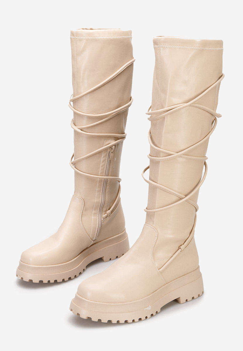 Beżowe długie kozaki Cazorla