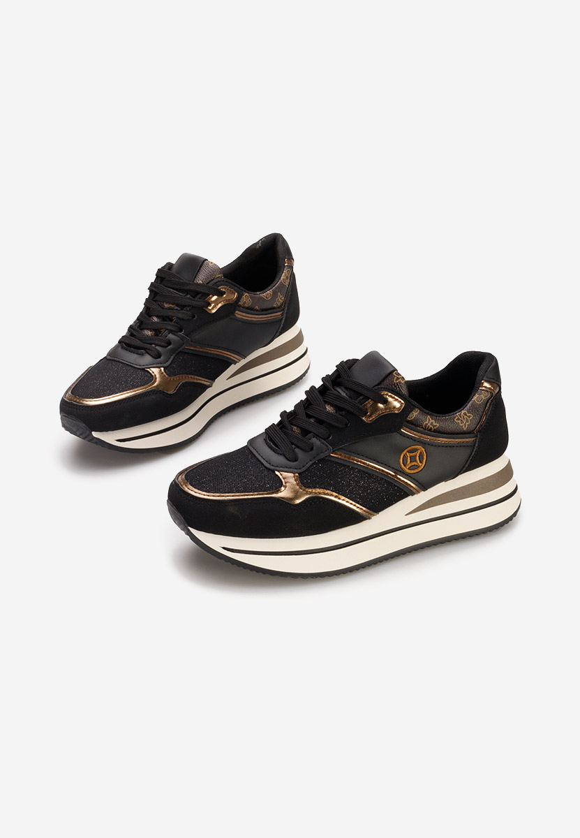 Czarne sneakersy na platformie Releh