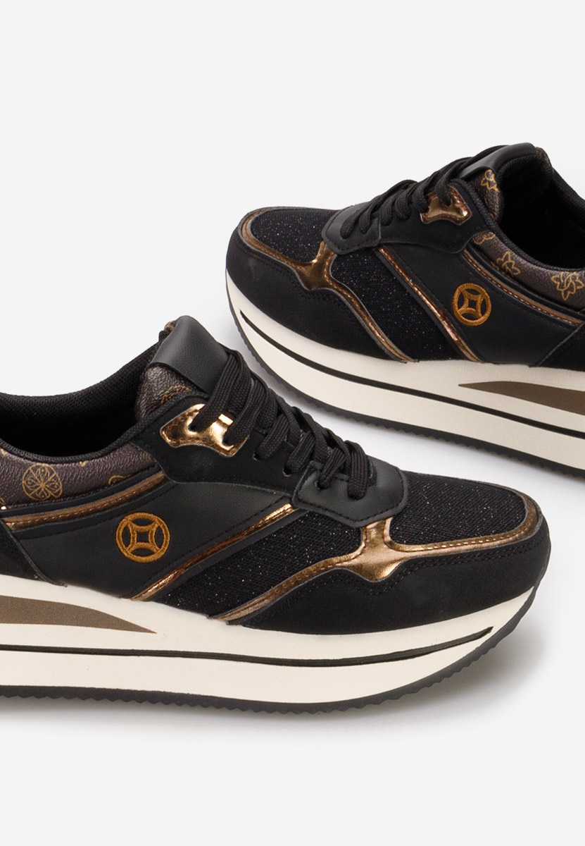 Czarne sneakersy na platformie Releh