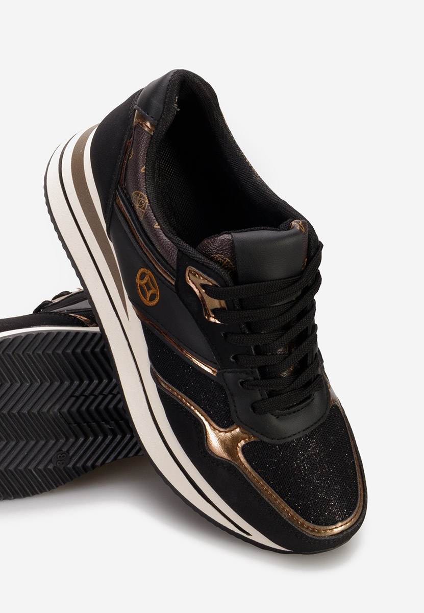 Czarne sneakersy na platformie Releh