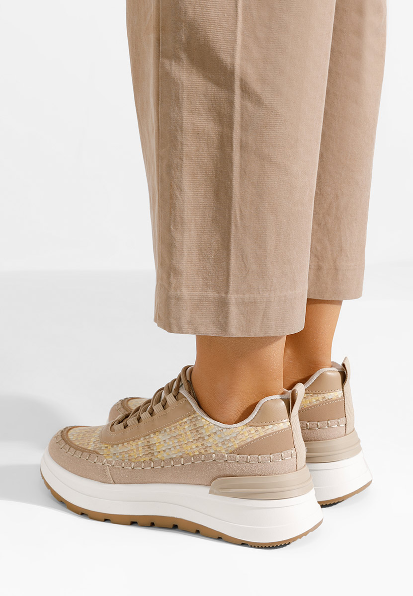 Khaki sneakersy na platformie Ellana