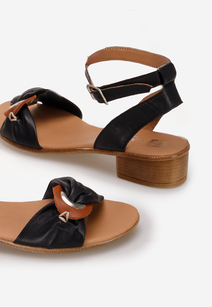 Czarne sandały damskie skórzane Vestina