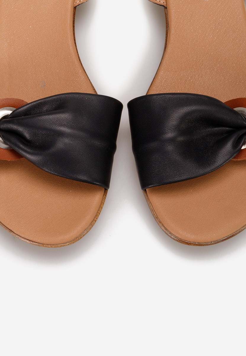 Czarne sandały damskie skórzane Vestina