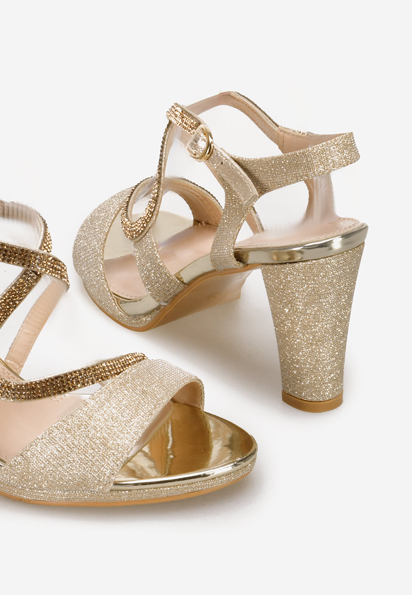 Złote eleganckie sandały Bellona