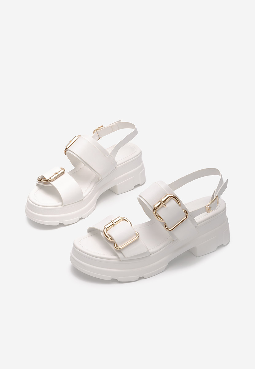Białe sandały na platformie Raphaela