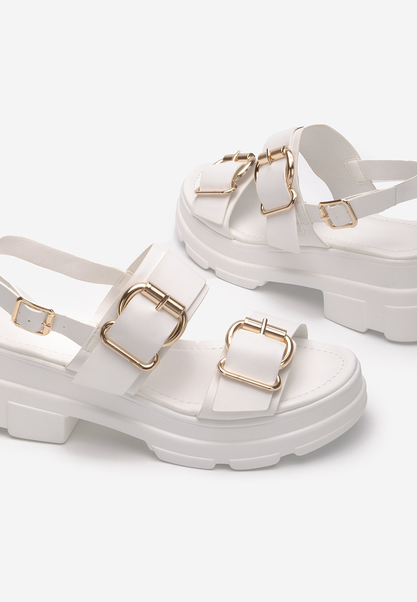 Białe sandały na platformie Raphaela