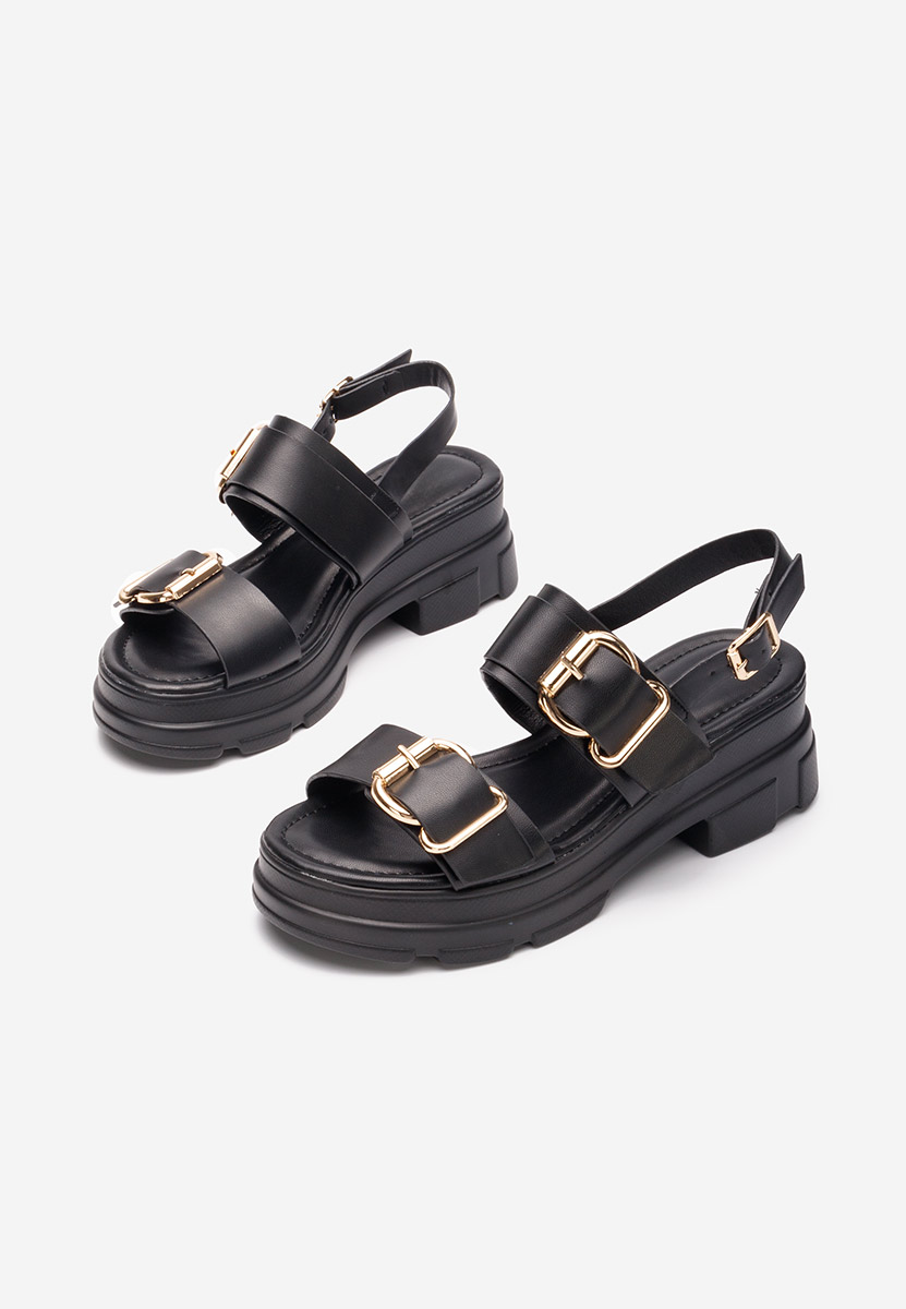 Czarne sandały na platformie Raphaela