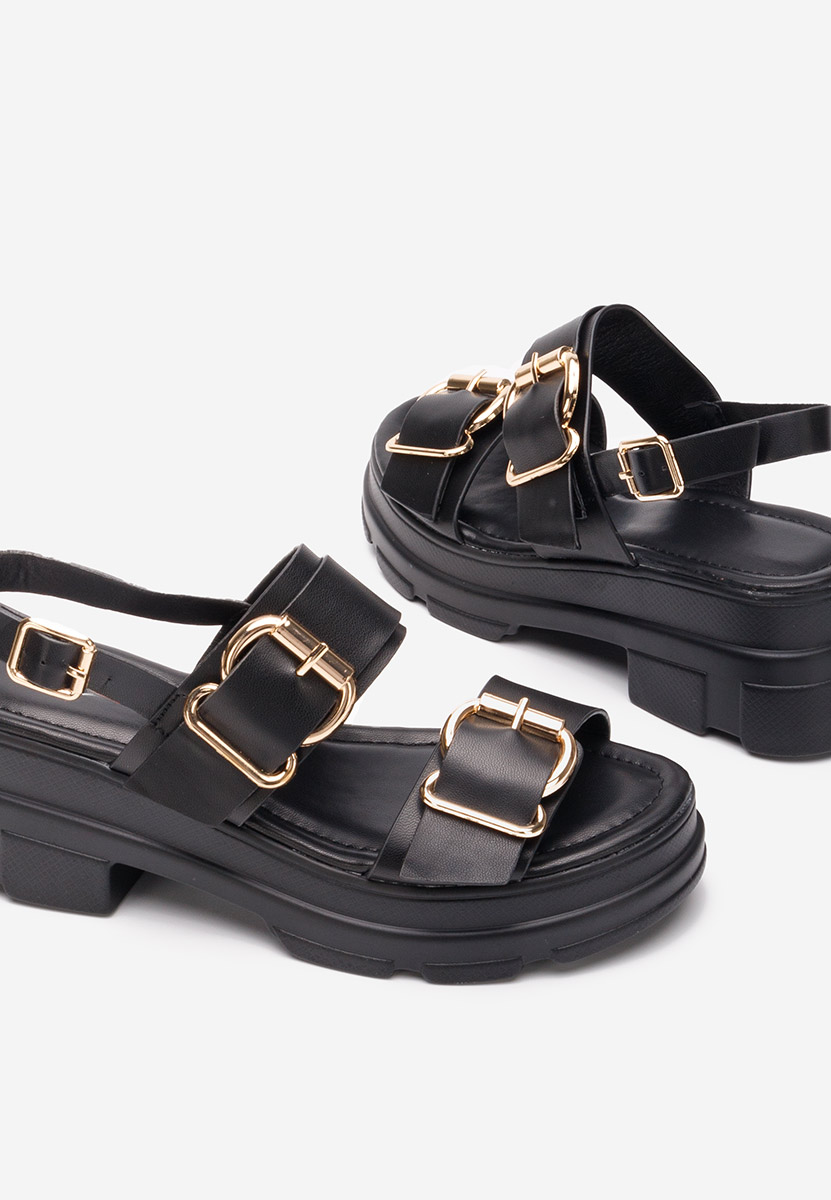 Czarne sandały na platformie Raphaela