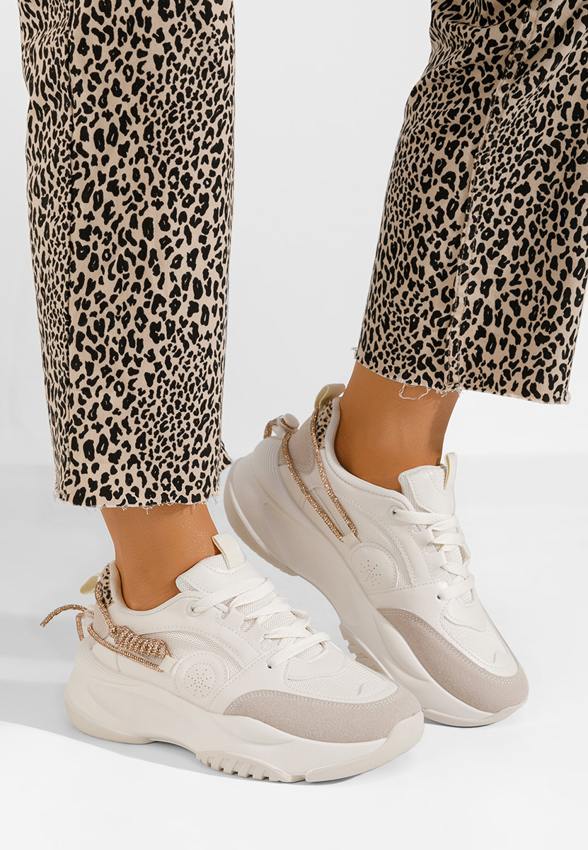 Beżowe sneakersy damskie Anouki