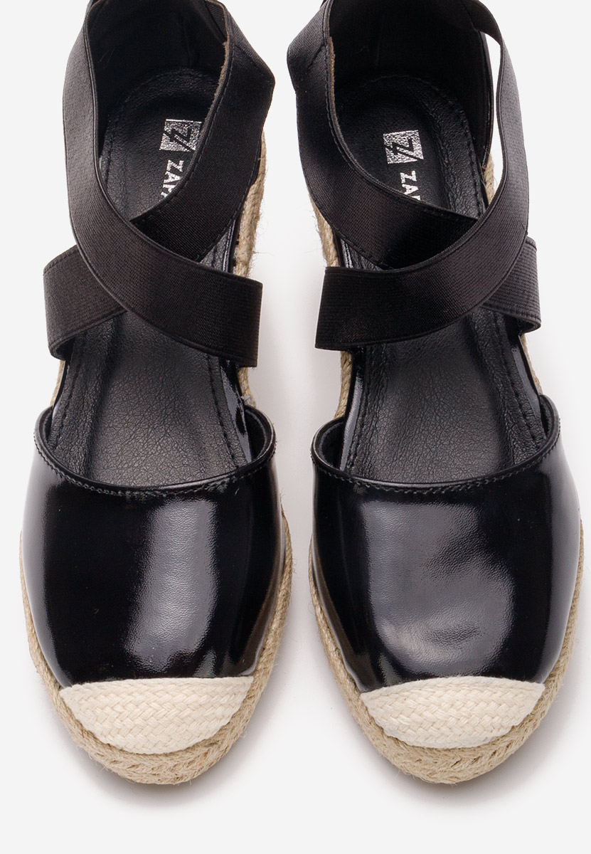 Czarne espadryle na koturnie Rosaria