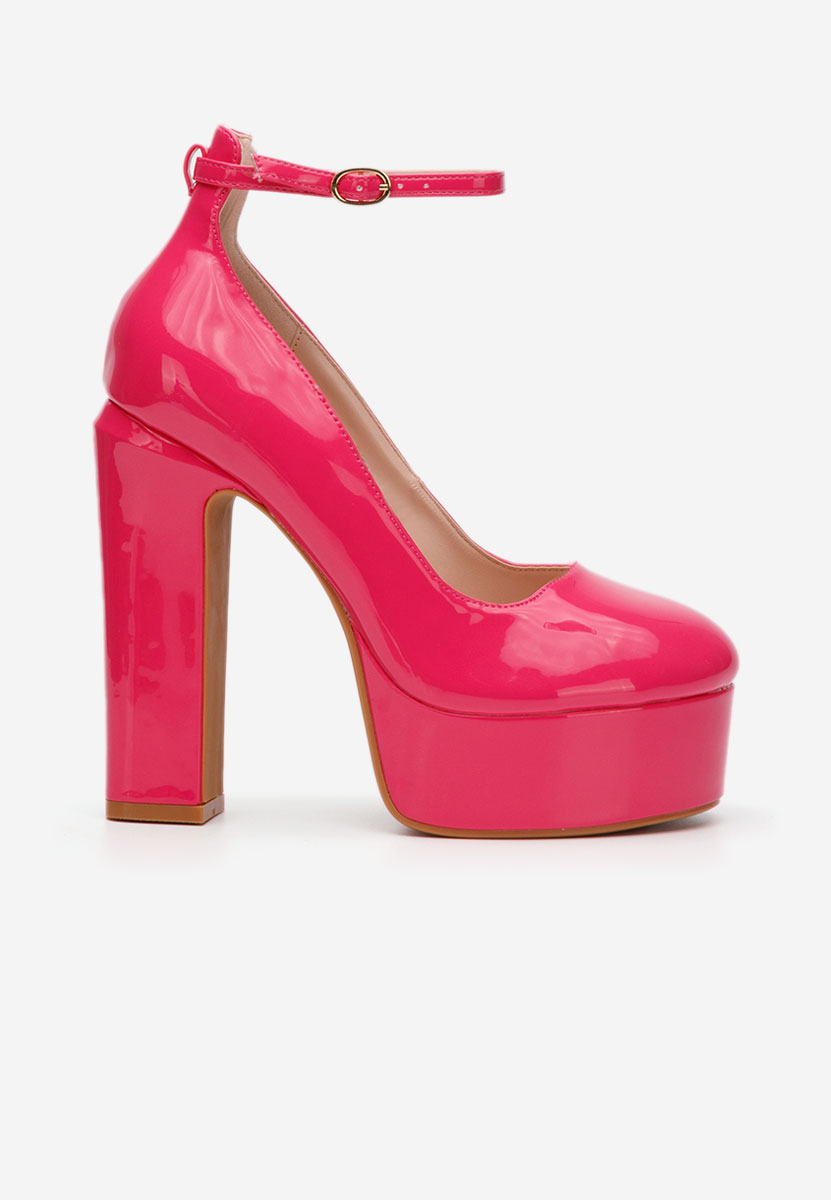 Fuksjowe czółenka na słupku i platformie Matea V3