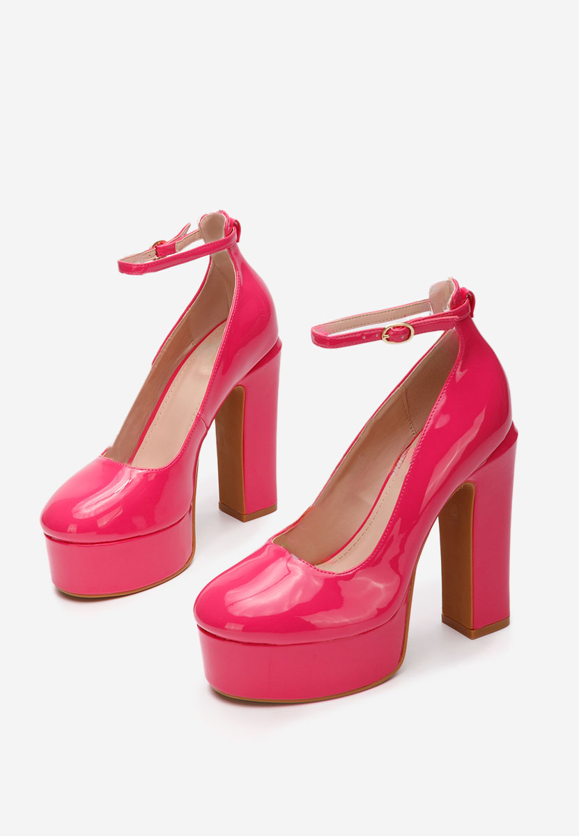 Fuksjowe czółenka na słupku i platformie Matea V3