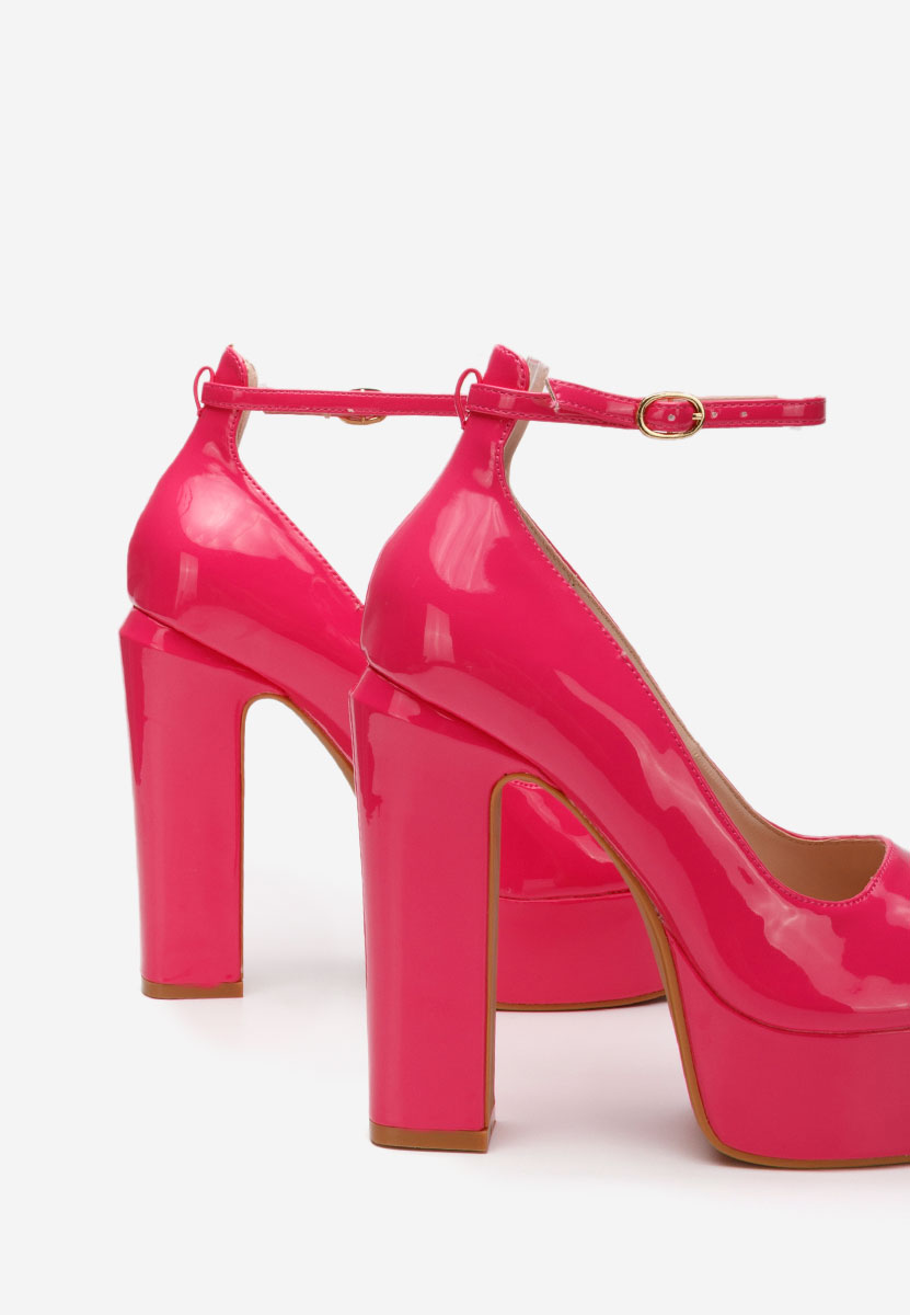 Fuksjowe czółenka na słupku i platformie Matea V3