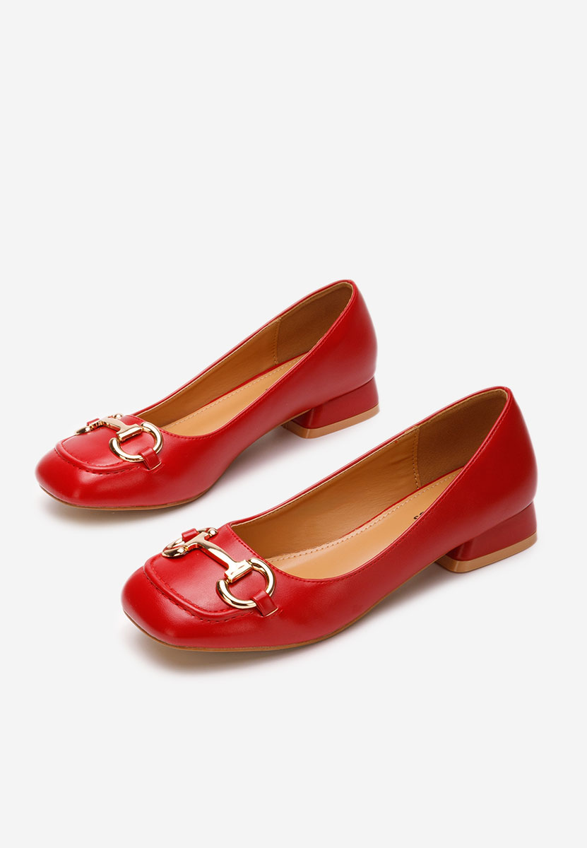 Czerwone czółenka na niskim obcasie Escana