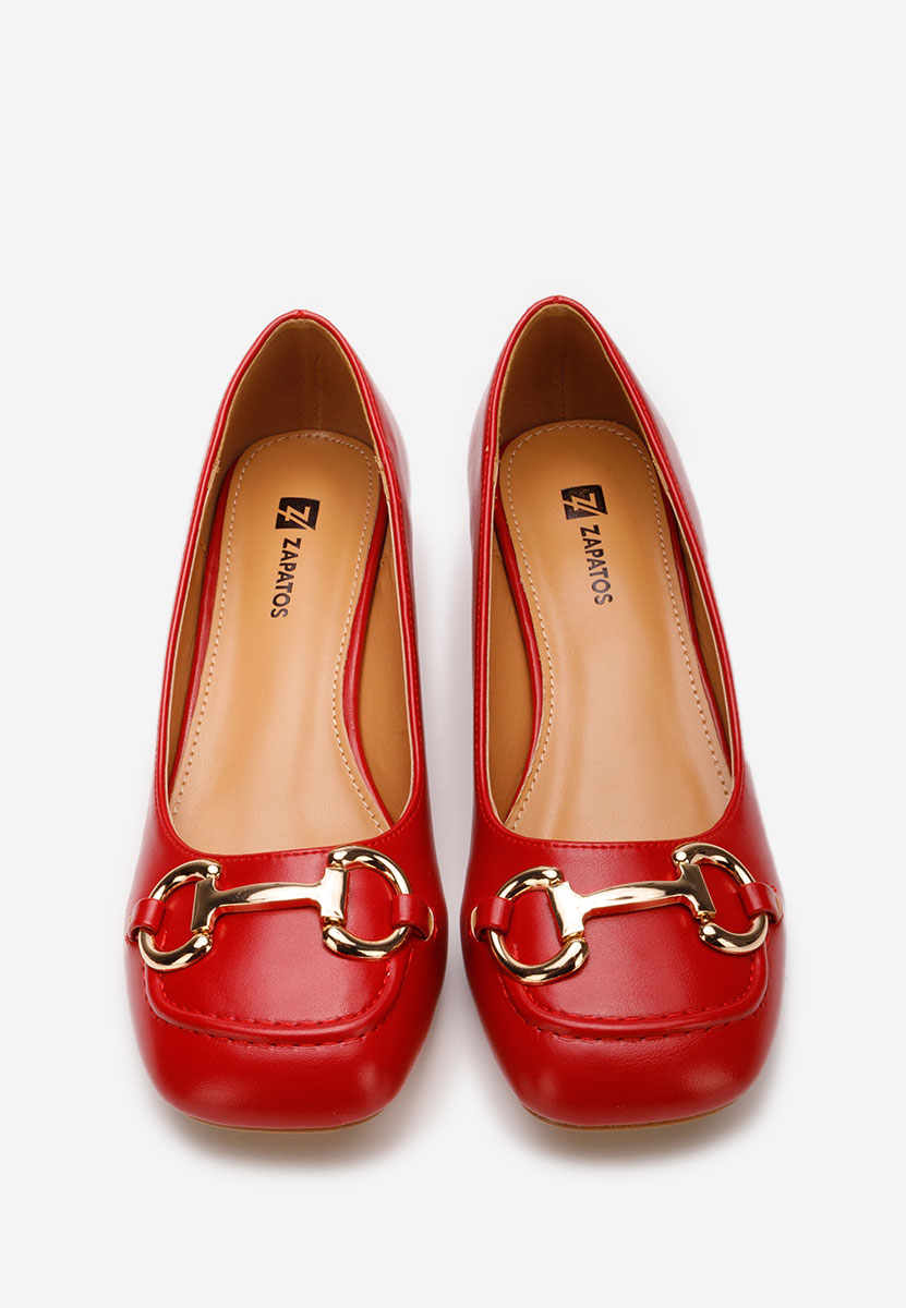 Czerwone czółenka na niskim obcasie Escana