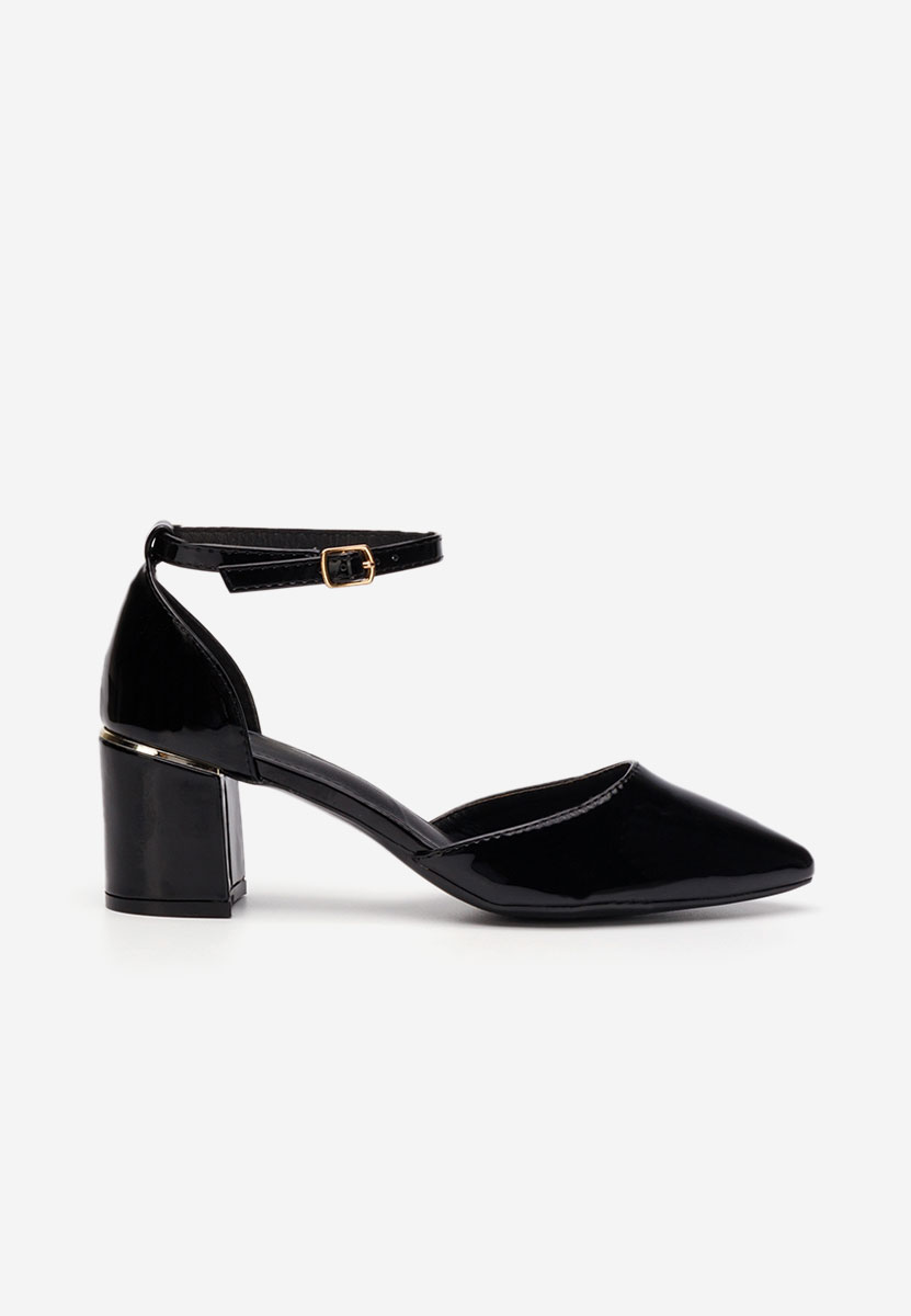 Czarne czółenka na słupku Charmella V3