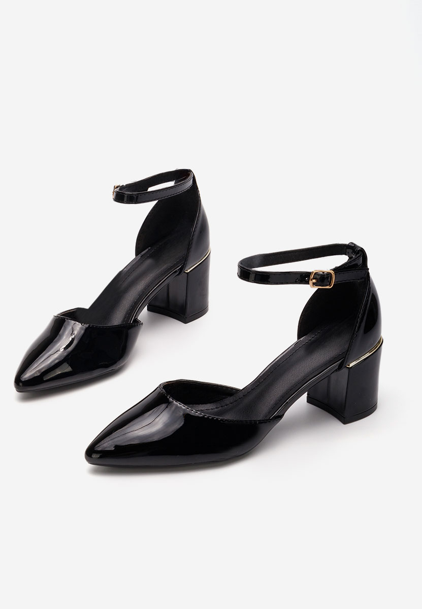 Czarne czółenka na słupku Charmella V3