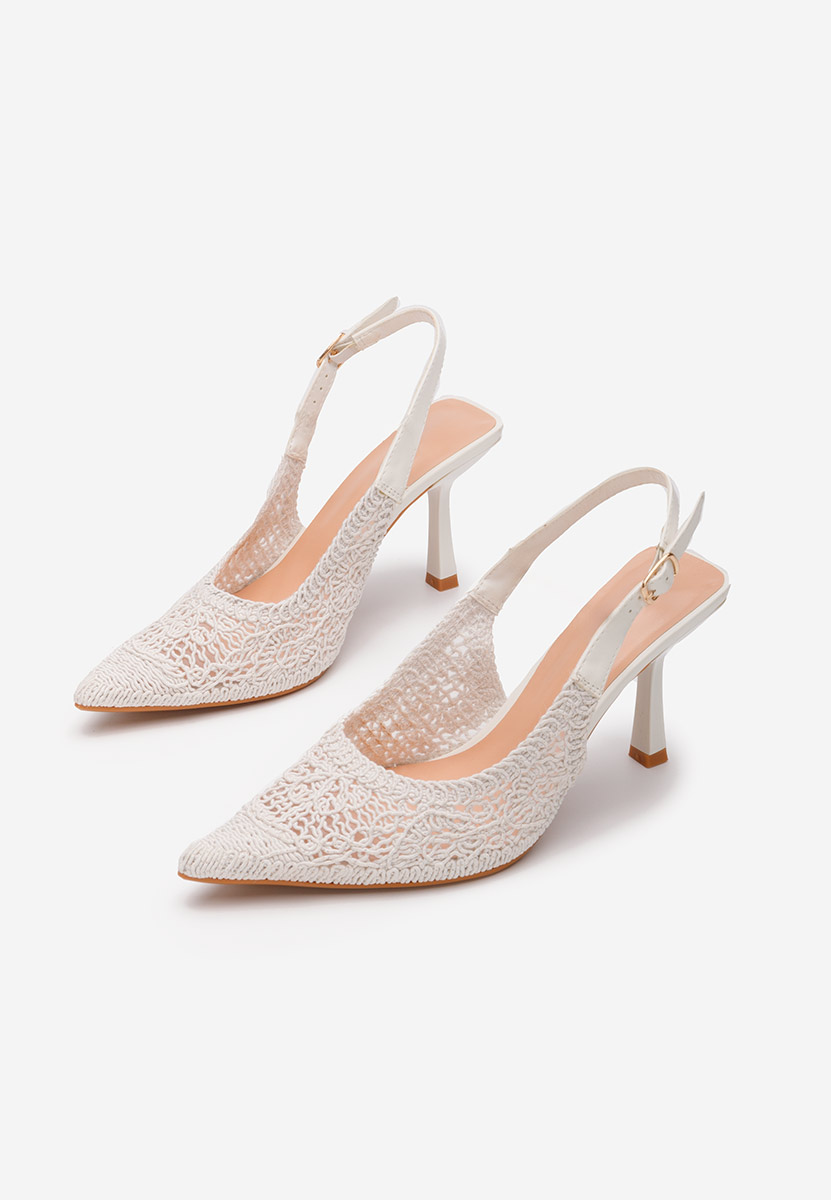 Białe szpilki na obcasie Besima