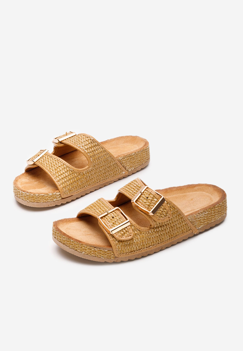 Khaki klapki damskie Caellia