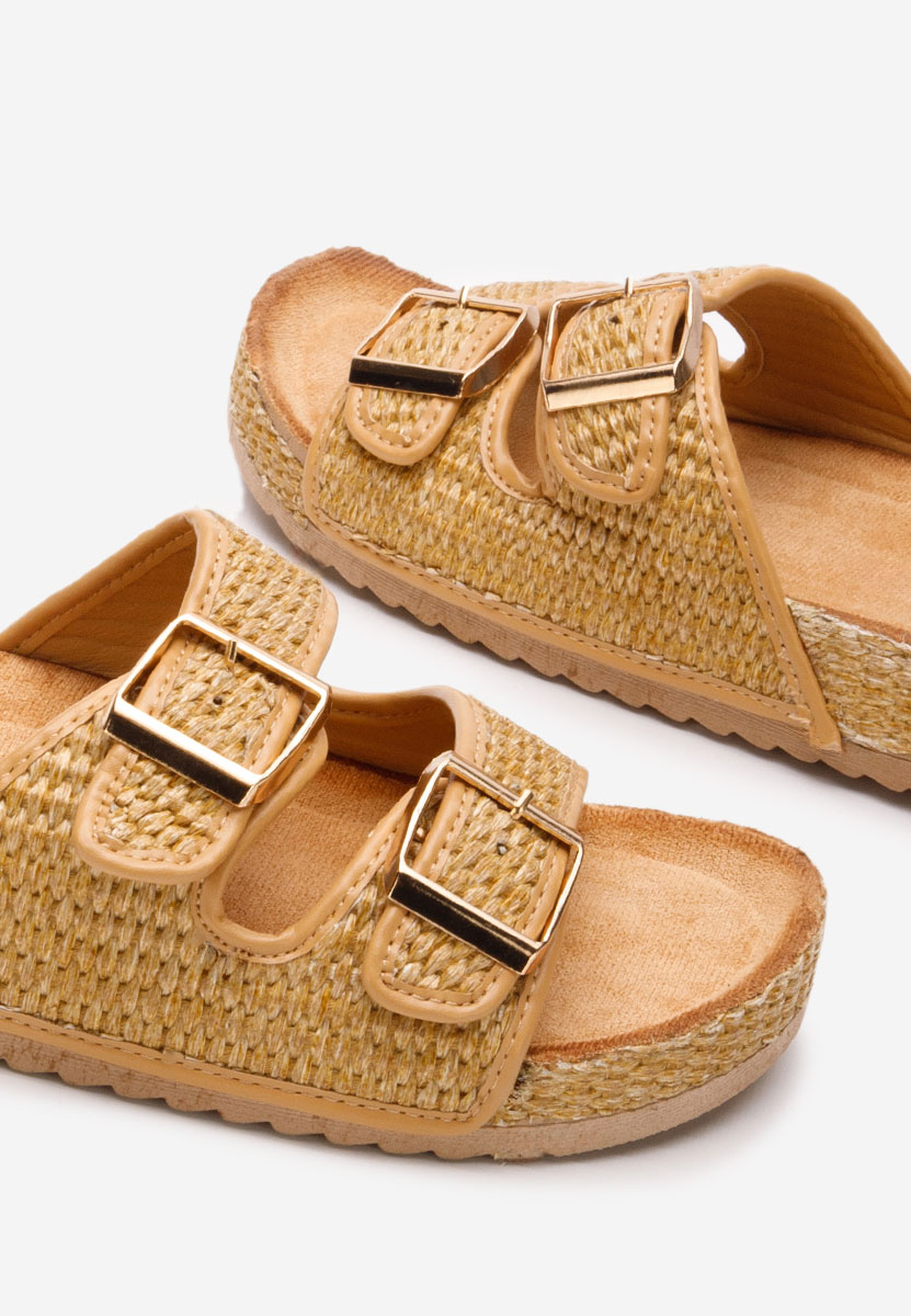 Khaki klapki damskie Caellia