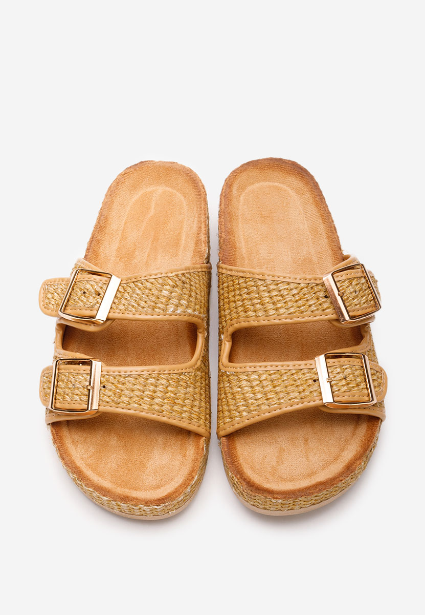 Khaki klapki damskie Caellia
