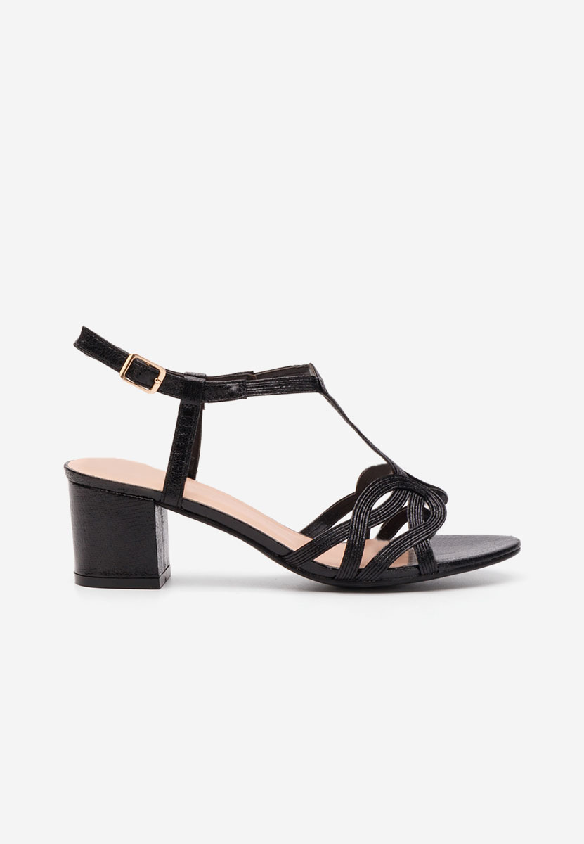 Czarne sandały na słupku Siltia