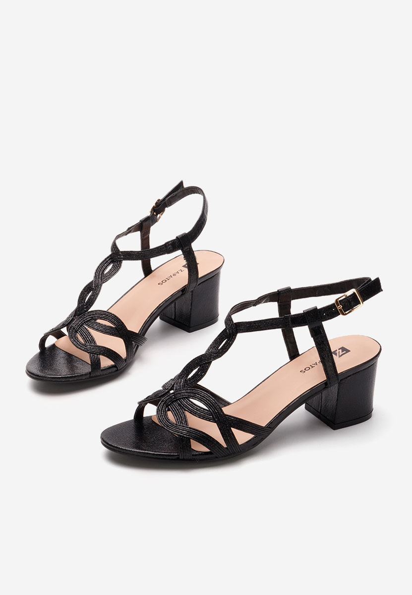 Czarne sandały na słupku Siltia