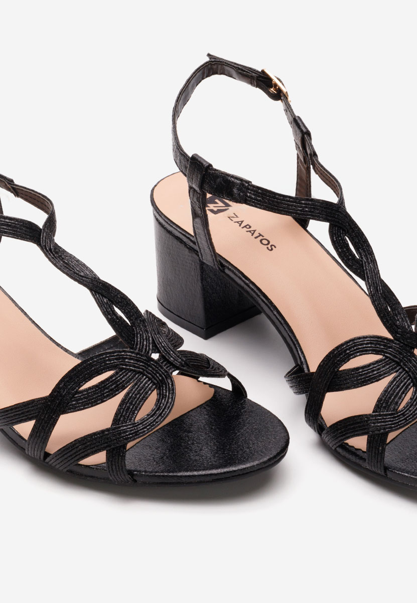 Czarne sandały na słupku Siltia