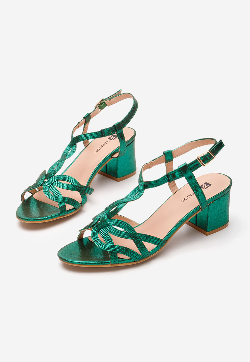 Zielone sandały na słupku Siltia