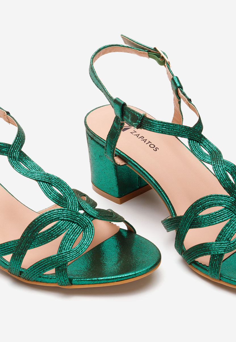 Zielone sandały na słupku Siltia