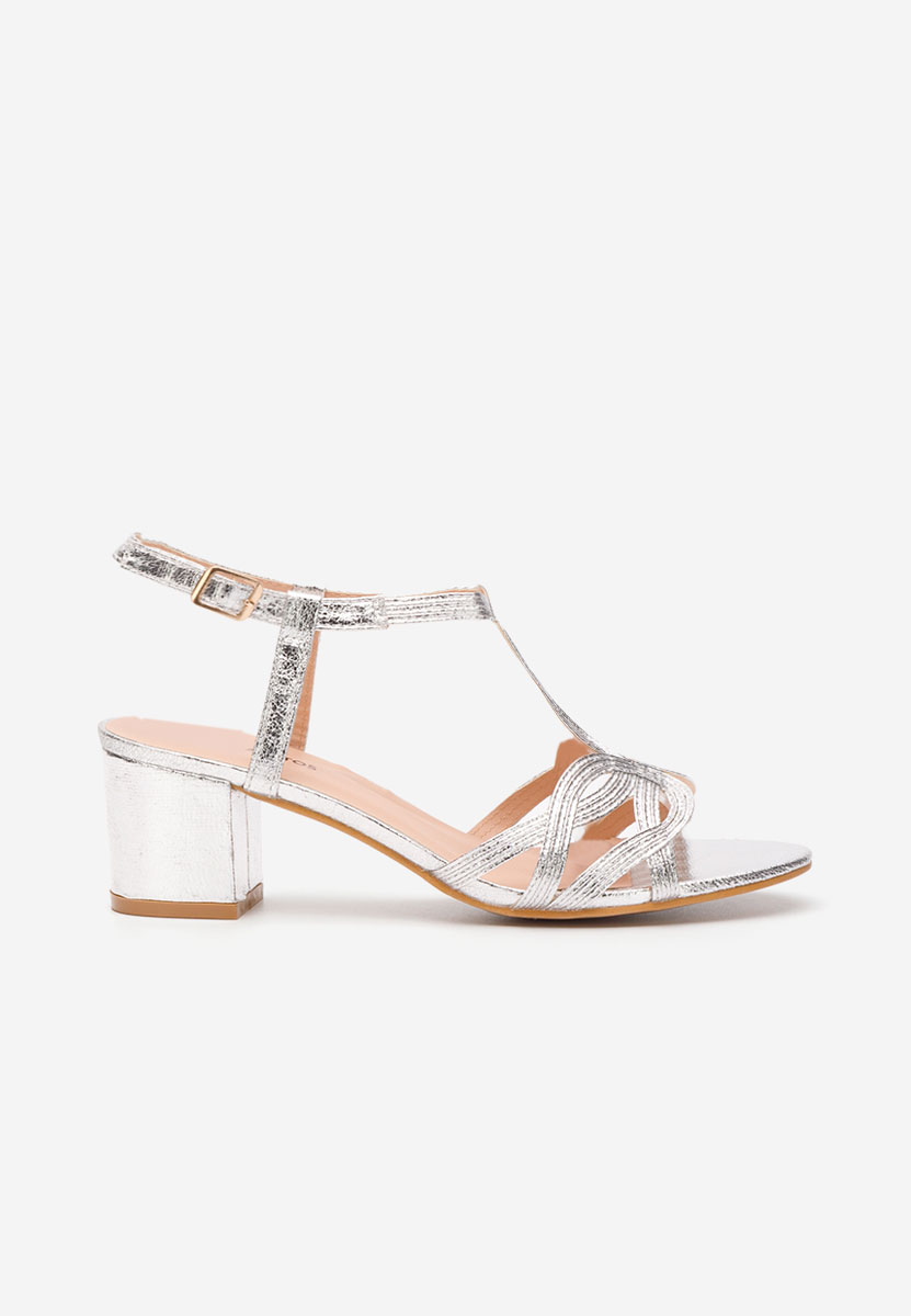 Srebrne sandały na słupku Siltia