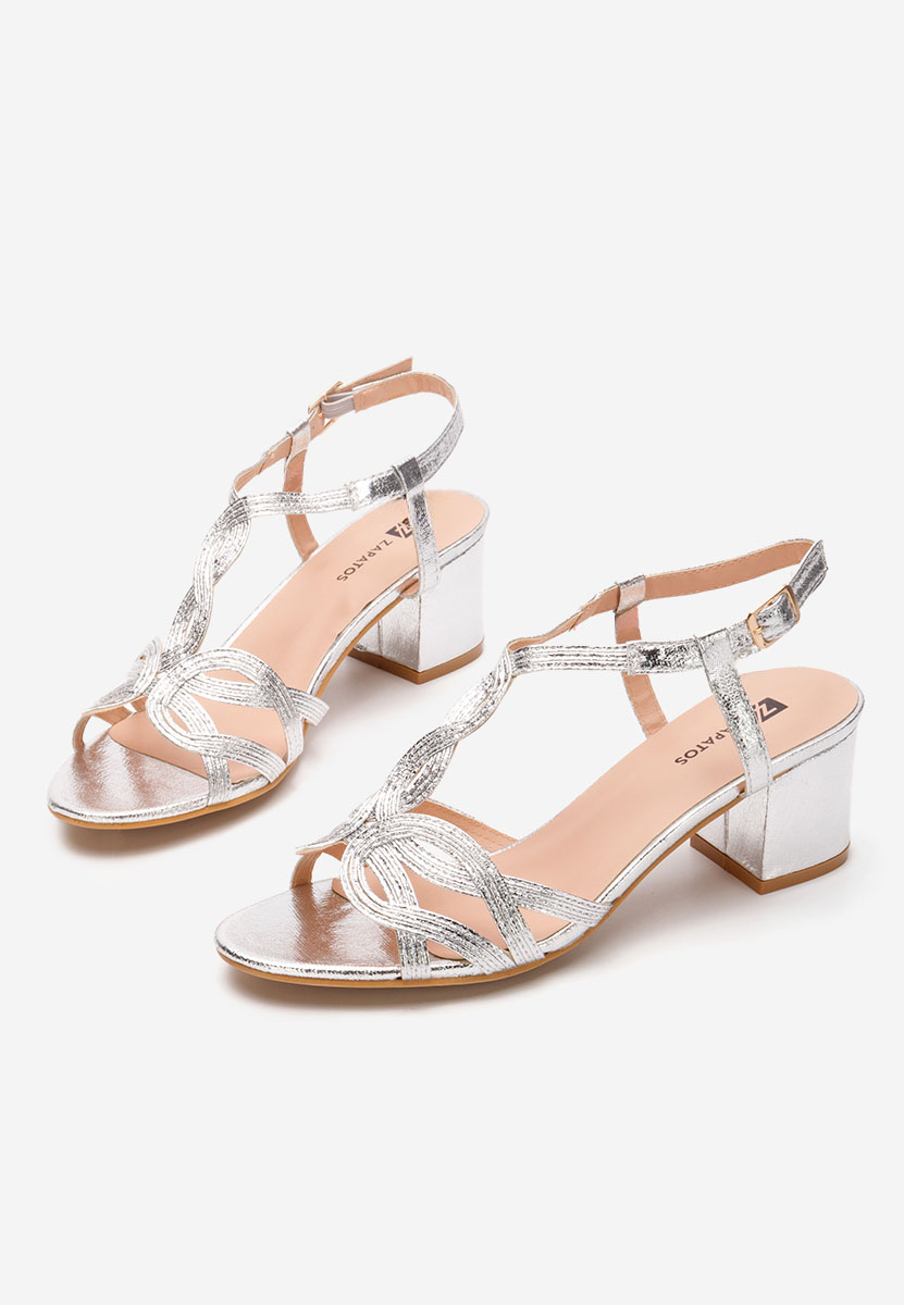 Srebrne sandały na słupku Siltia