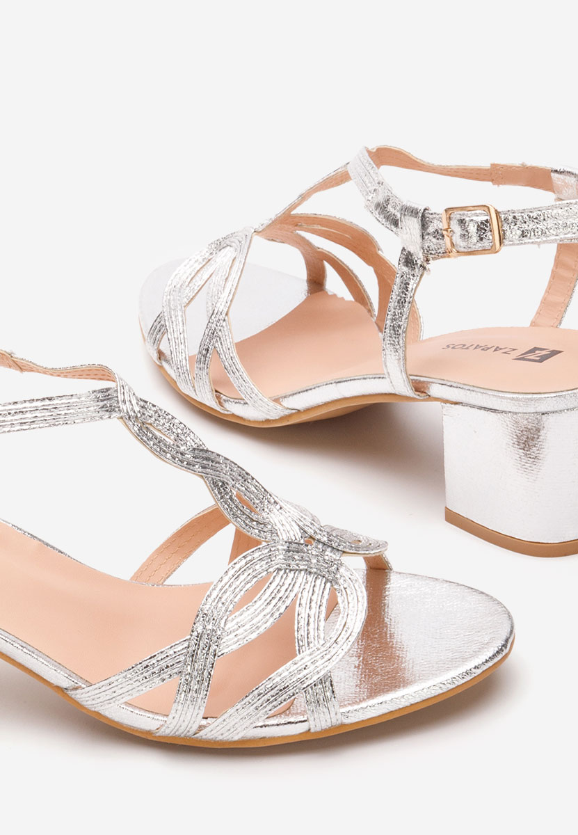 Srebrne sandały na słupku Siltia