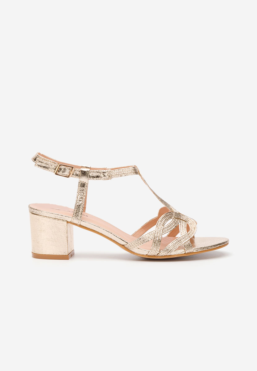 Złote sandały na słupku Siltia