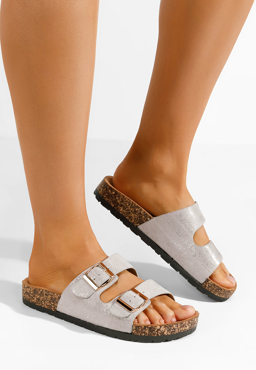 Srebrne klapki damskie Breana