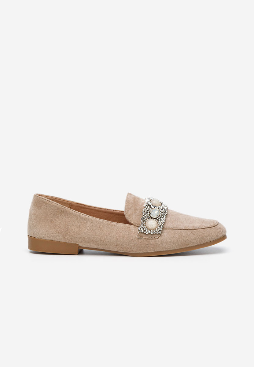 Khaki eleganckie mokasyny damskie Teara