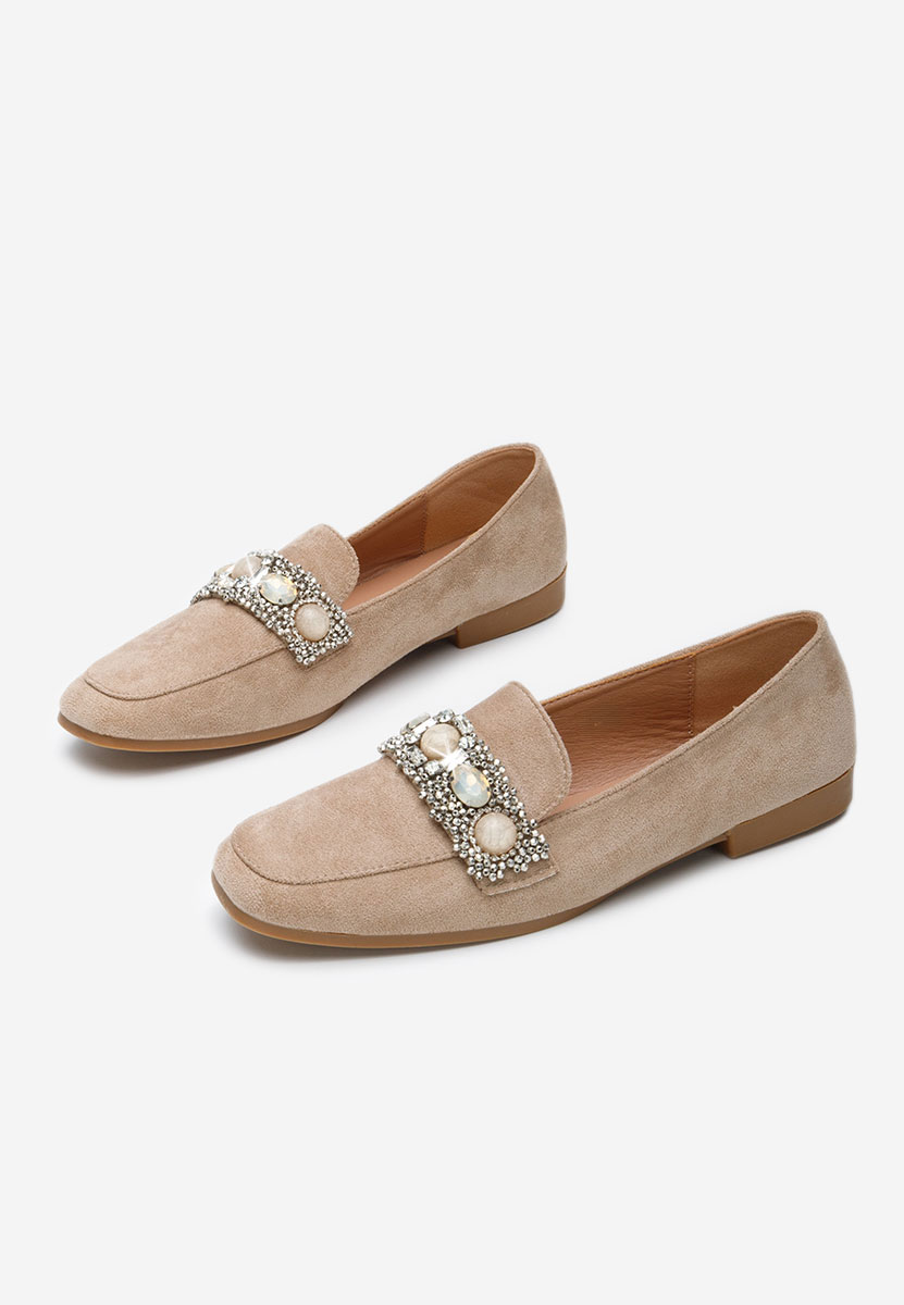 Khaki eleganckie mokasyny damskie Teara