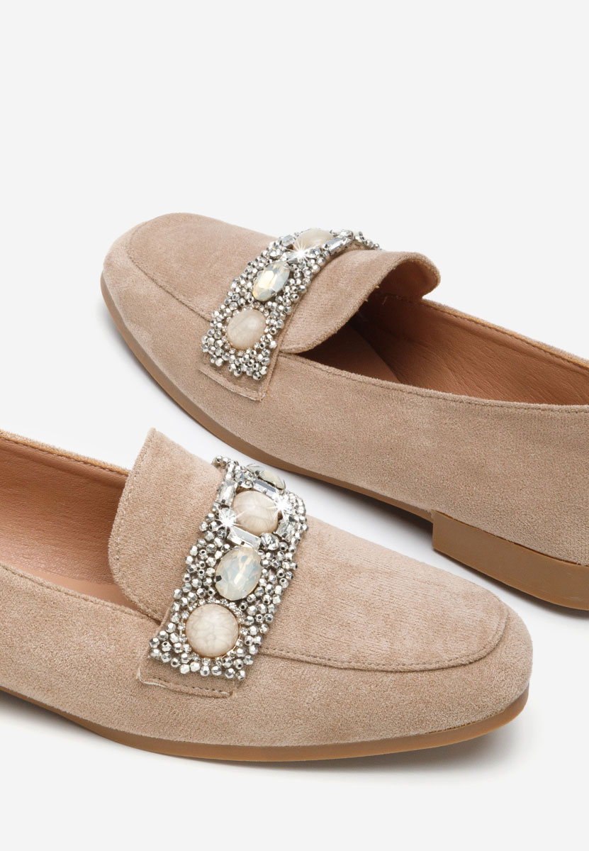 Khaki eleganckie mokasyny damskie Teara