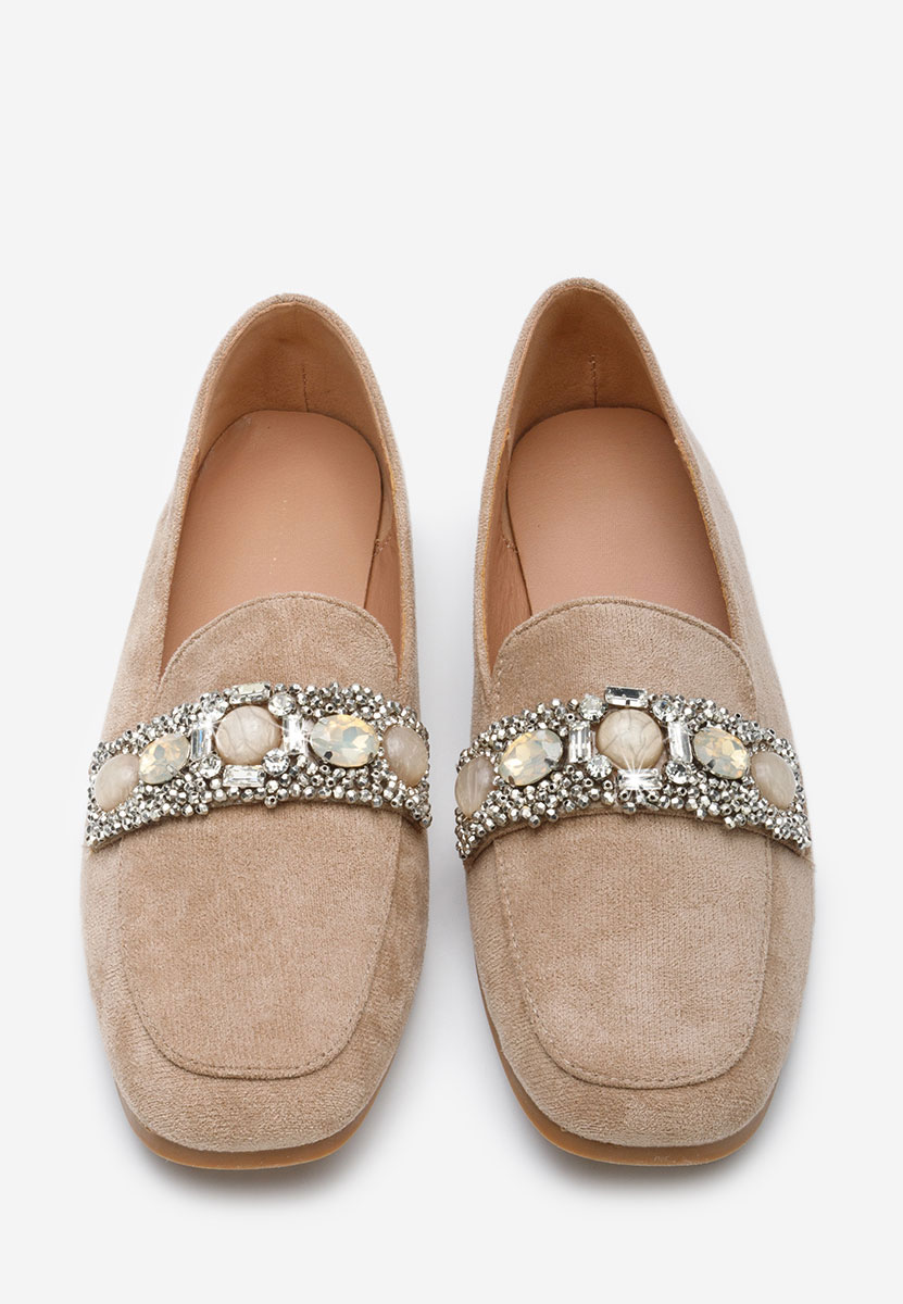 Khaki eleganckie mokasyny damskie Teara