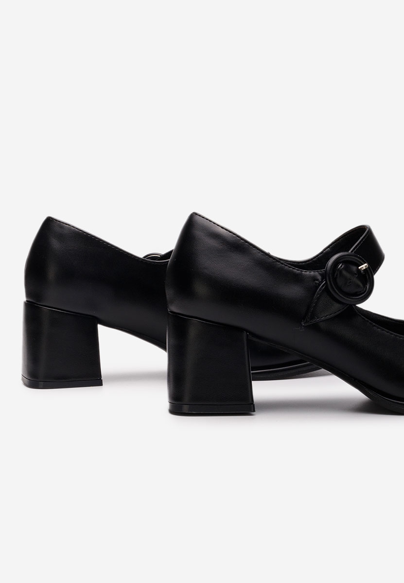 Czarne czółenka na słupku Valerea