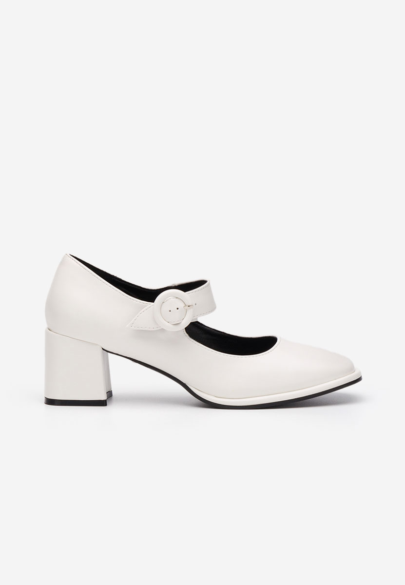 Białe czółenka na słupku Valerea