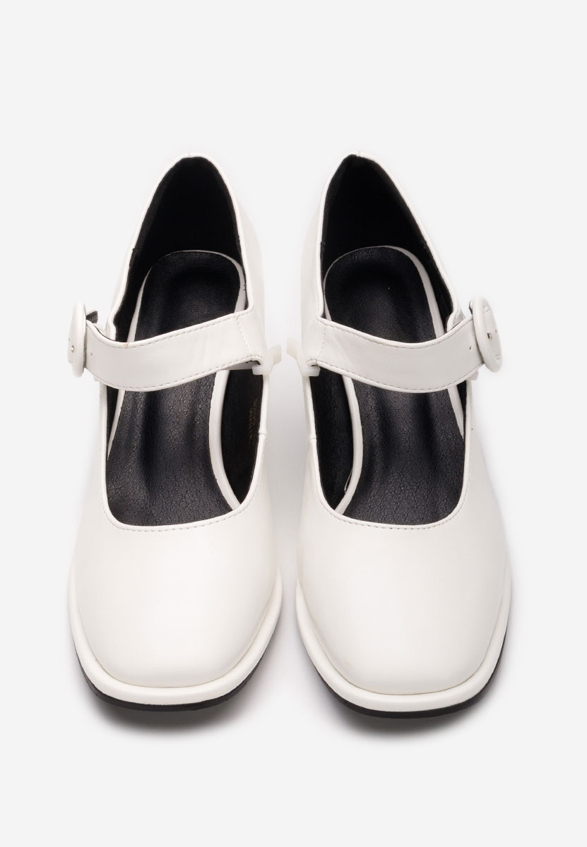 Białe czółenka na słupku Valerea