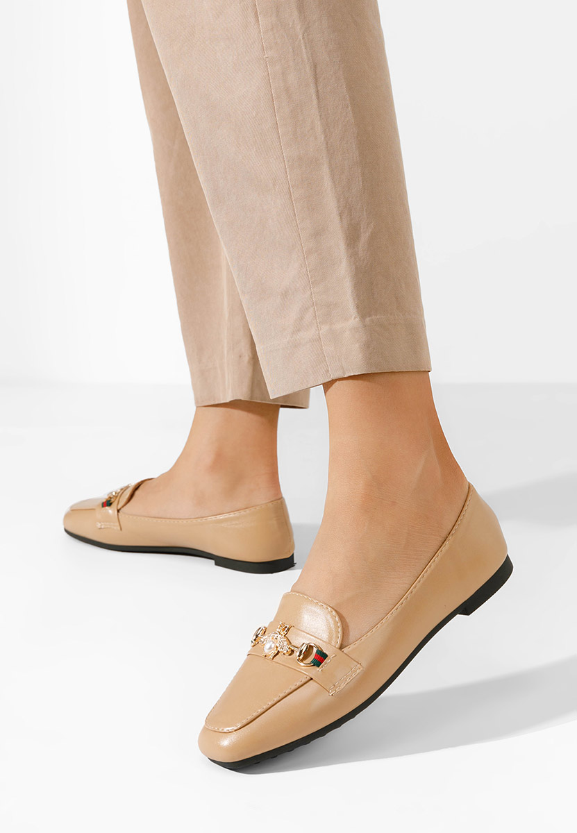 Khaki eleganckie mokasyny damskie Tamera