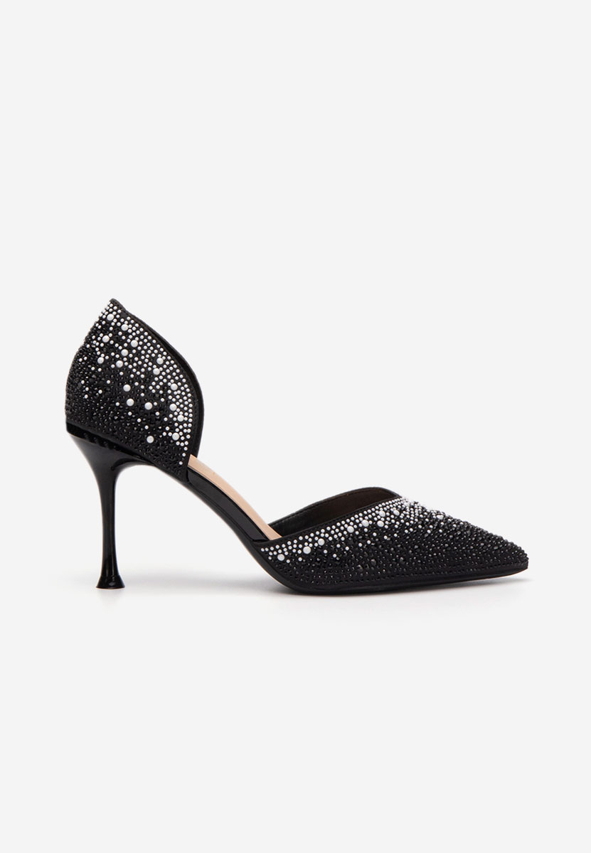 Czarne eleganckie szpilki Chrystal