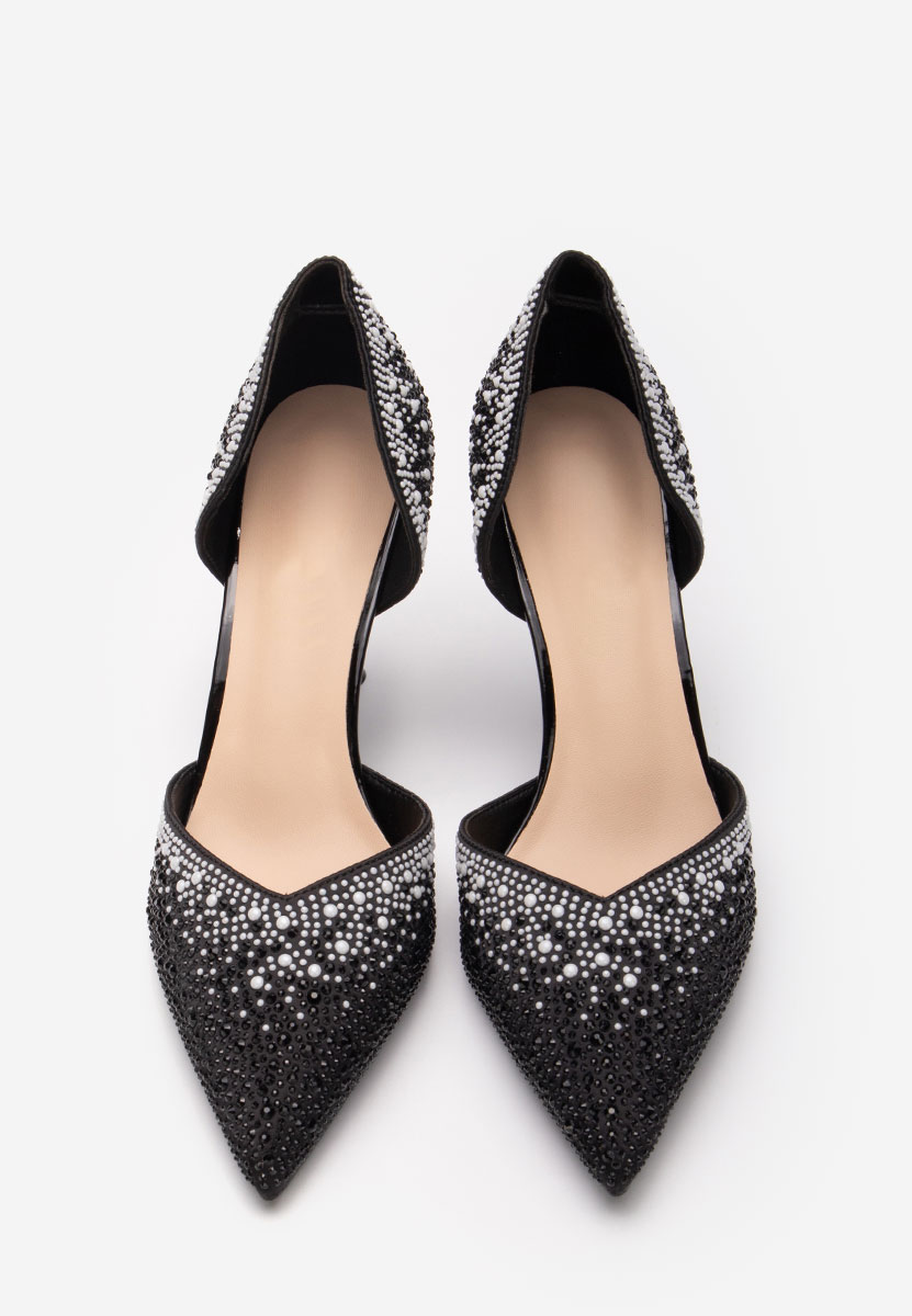 Czarne eleganckie szpilki Chrystal