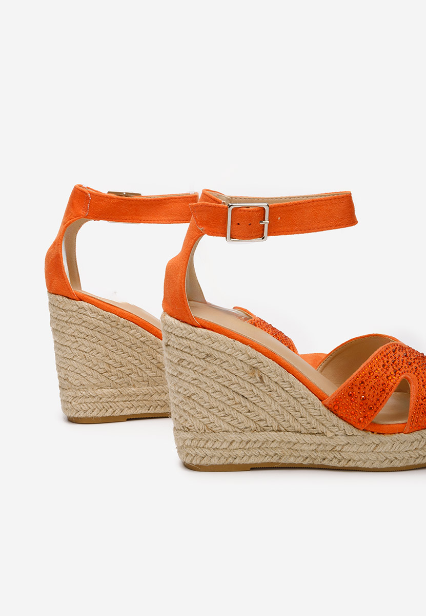 Pomarańczowe espadryle na koturnie Josia