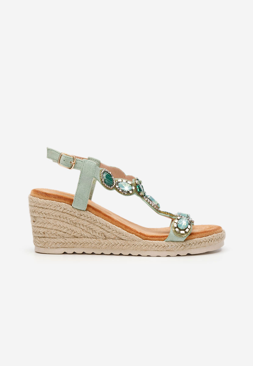 Turkusowe espadryle na koturnie Aleeza